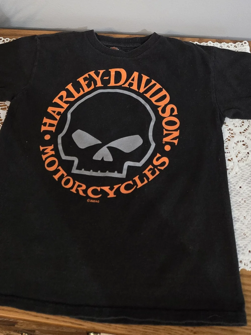 Harley-Davidson Kids Youth Willie G Skull Grapgic Tee Black Orange No Size Tag